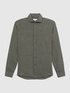 Reiss Olive Ruban Linen Button-Through Shirt