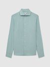 Reiss Aquamarine Ruban Linen Regular Fit Shirt