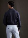 Reiss Navy Ruban Linen Button-Through Shirt