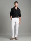 Reiss Black Ruban Linen Button-Through Shirt