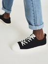 Reiss Black Ryder Low Top Canvas Trainers