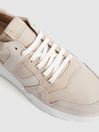 Reiss Taupe Shelton Leather Trainers
