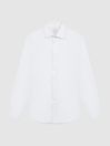Reiss White Frontier Cotton Satin Stretch Slim Fit Shirt