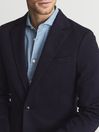 Reiss Navy Supple Single Breasted Knitted Textured Blazer