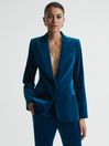Reiss Blue Ivy Velvet Single Breasted Suit Blazer