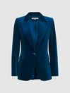 Reiss Blue Ivy Velvet Single Breasted Suit Blazer
