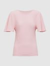 Reiss Light Pink Connie Fluid Sleeve T-Shirt