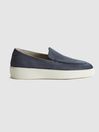 Reiss Navy Acer Leather Slip-On Loafers