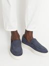 Reiss Navy Acer Leather Slip-On Loafers