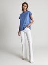 Reiss Blue Tereza Cotton-Jersey T-shirt