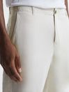Reiss Soft Beige Truce Cotton-Linen Blend Casual Trousers