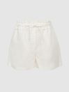 Reiss White Macey Linen Pull On Shorts