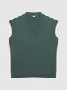 Reiss Pine Green Fiji Wool Blend Sleeveless Knitted Vest