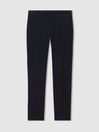 Reiss Navy Seare Cotton Blend Side Adjuster Trousers