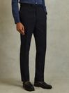 Reiss Navy Seare Cotton Blend Side Adjuster Trousers