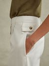 Reiss White Harper Petite Cotton Wide Leg Suit Trousers