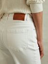 Reiss White Selin Petite Mid Rise Straight Leg Jeans