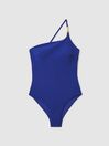 Reiss Cobalt Blue Olive Asymmetric Cross-Back Swimsuit