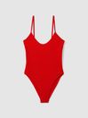 Good American Bright Red Always Fits Textured Swimsuit