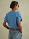 Reiss Blue Lois Cotton Crew Neck T-Shirt