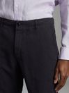 Reiss Navy Ezra Cotton Blend Internal Drawstring Shorts