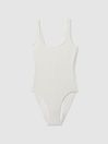 Good American Cloud White Always Fits Textured Swimsuit