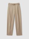 Reiss Neutral Freja Tapered Belted Trousers