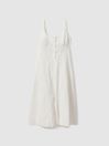Reiss Ivory Clarice Linen Broderie Midi Dress