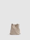 Reiss White Berti Woven Leather Bucket Bag
