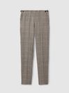 Reiss Light Taupe Burgess Linen Side Adjuster Check Trousers