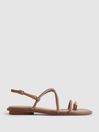 Reiss Nude Molly Strappy Leather Sandals with Toe Ring