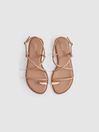 Reiss Nude Molly Strappy Leather Sandals with Toe Ring
