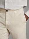 Reiss Off White Ezra Cotton Blend Internal Drawstring Shorts