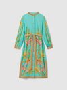 Raishma Silk Printed Belted Midi Dress