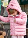 JoJo Maman Bébé Pink Girls' Mouse Puffer Jacket