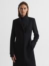 Reiss Black Mia Wool-Blend Mid Length Coat