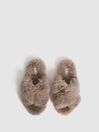Reiss Mushroom Aspen Faux Fur Cross Over Slippers