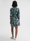 Reiss Navy/Blue Annie Floral Print Mini Dress