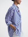 Reiss Blue/White Emma Relaxed Fit Striped Cotton Shirt