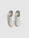 Reiss White/Black Ashley Perf Leather Contrast Sole Trainers