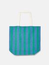 Joules Official Badminton Blue & Green Striped Tote Bag
