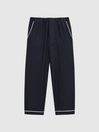 Reiss Navy Napp Junior Cotton Piped Pyjama Trousers
