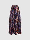 Reiss Black Katia Abstract Floral Slip Skirt