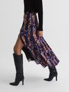 Reiss Black Katia Abstract Floral Slip Skirt