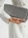 Reiss Silver Astrid Bead Embellished Chain Strap Clutch