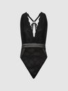 Reiss Black Candy Sleeveless Lace Body