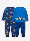 JoJo Maman Bébé Navy 2-Pack Dinosaur Jersey Pyjamas