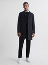 Reiss Airforce Blue Gable Single Breasted Overcoat