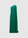 Reiss Green Nina Cape One Shoulder Maxi Dress