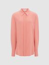 Reiss Pink Eden Matte Silk Tunic Shirt